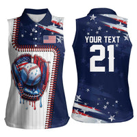 Custom Dripping Baseball United States Women Sleeveless Polo Shirt