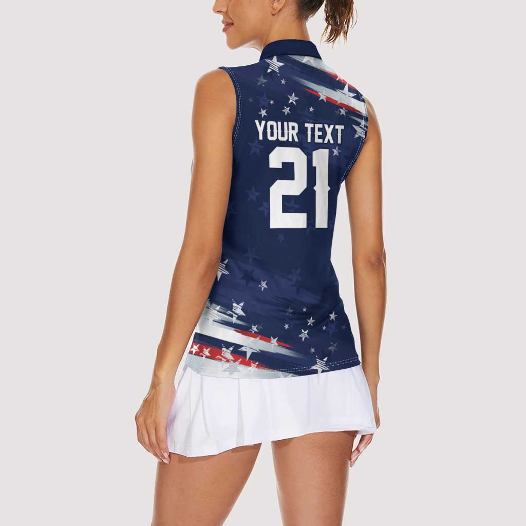 Custom Dripping Baseball United States Women Sleeveless Polo Shirt
