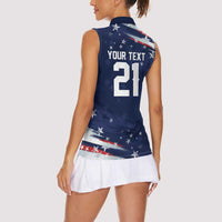 Custom Dripping Baseball United States Women Sleeveless Polo Shirt
