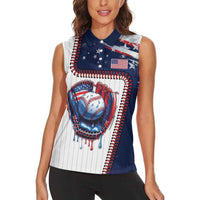 Custom Dripping Baseball United States Women Sleeveless Polo Shirt