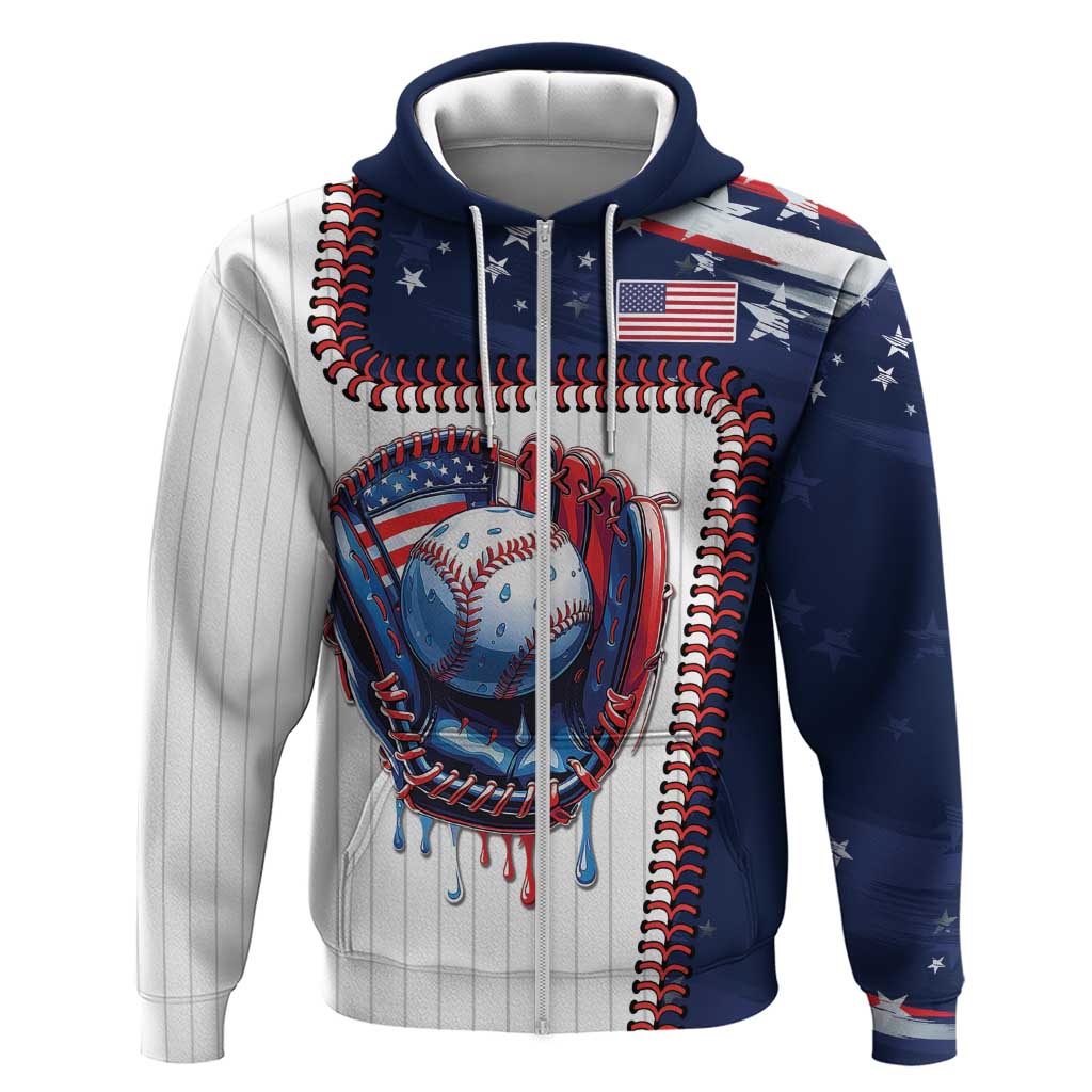 Custom Dripping Baseball United States Zip Hoodie
