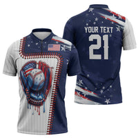 Custom Dripping Baseball United States Zipper Polo Shirt