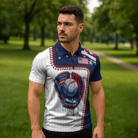 Custom Dripping Baseball United States Zipper Polo Shirt