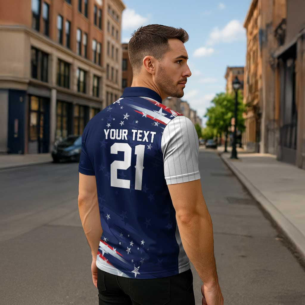 Custom Dripping Baseball United States Zipper Polo Shirt