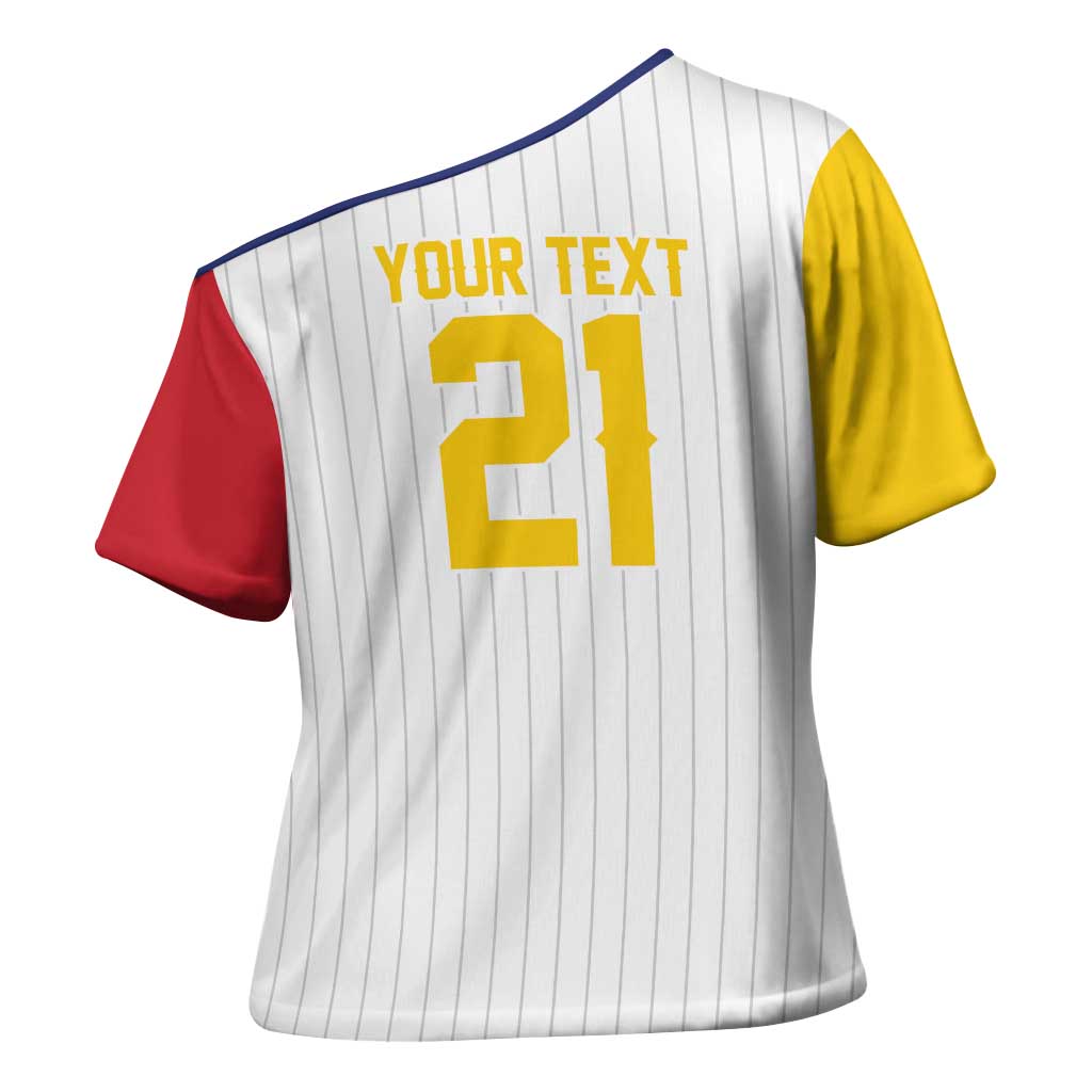 Custom Dripping Baseball Venezuela Cross Shoulder Shirt