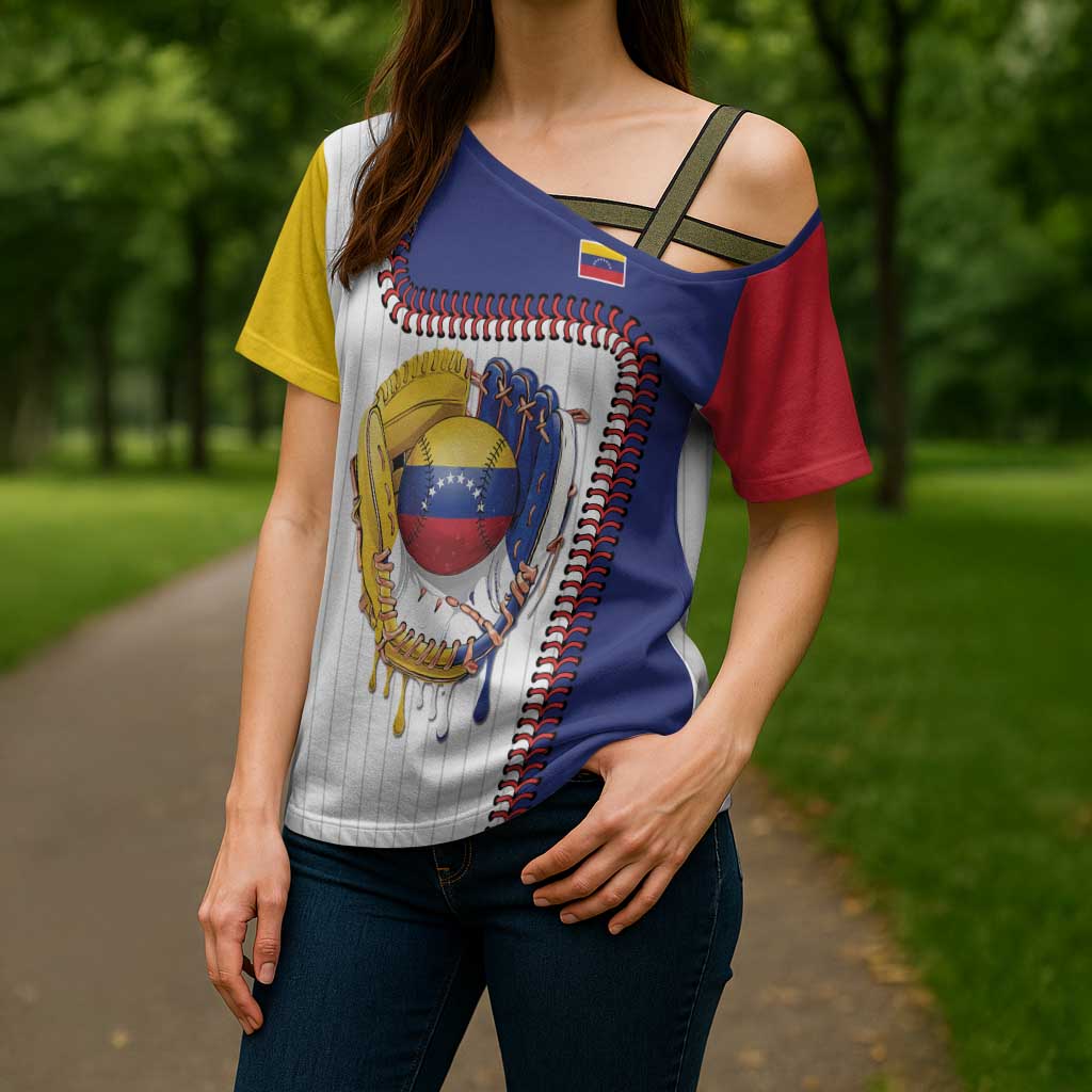 Custom Dripping Baseball Venezuela Cross Shoulder Shirt