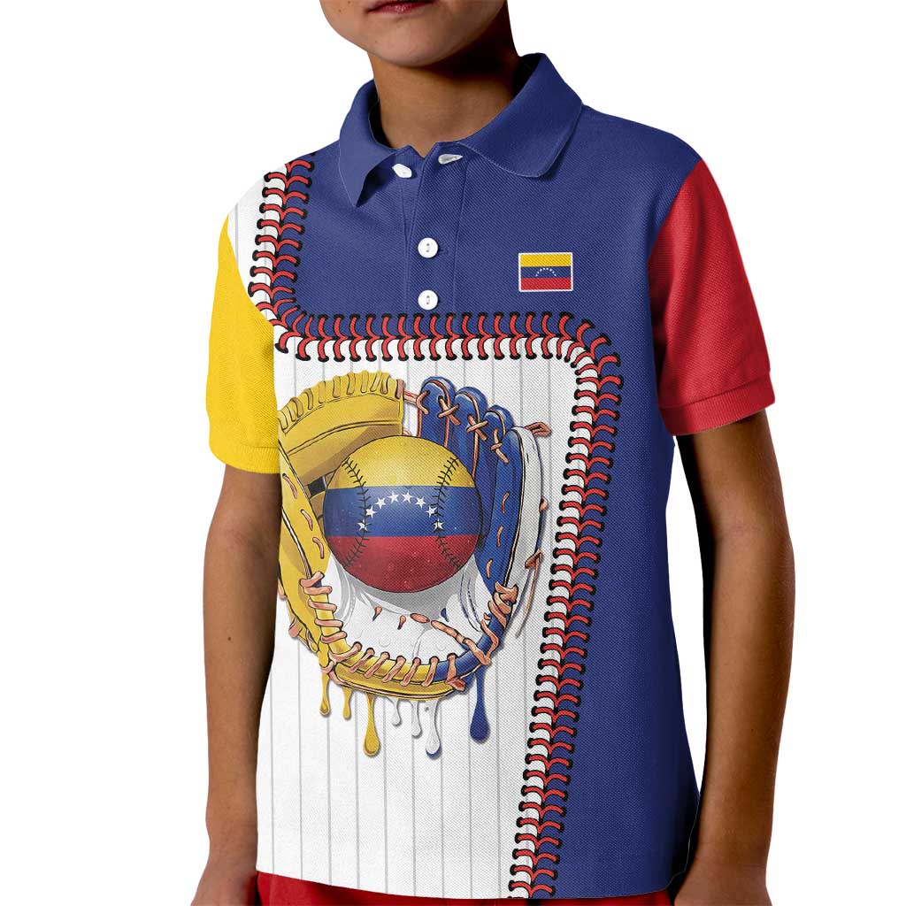 Custom Dripping Baseball Venezuela Kid Polo Shirt