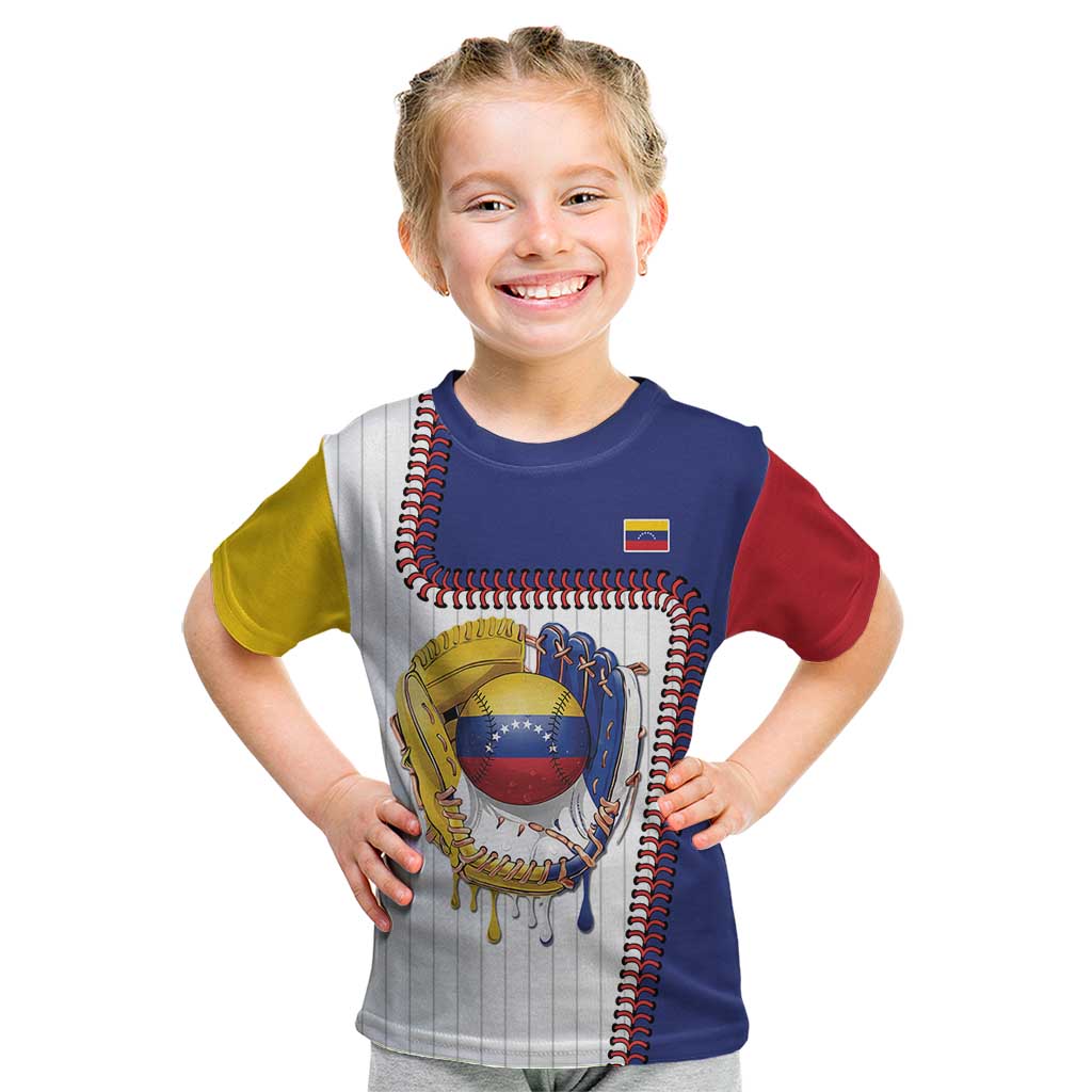 Custom Dripping Baseball Venezuela Kid T Shirt
