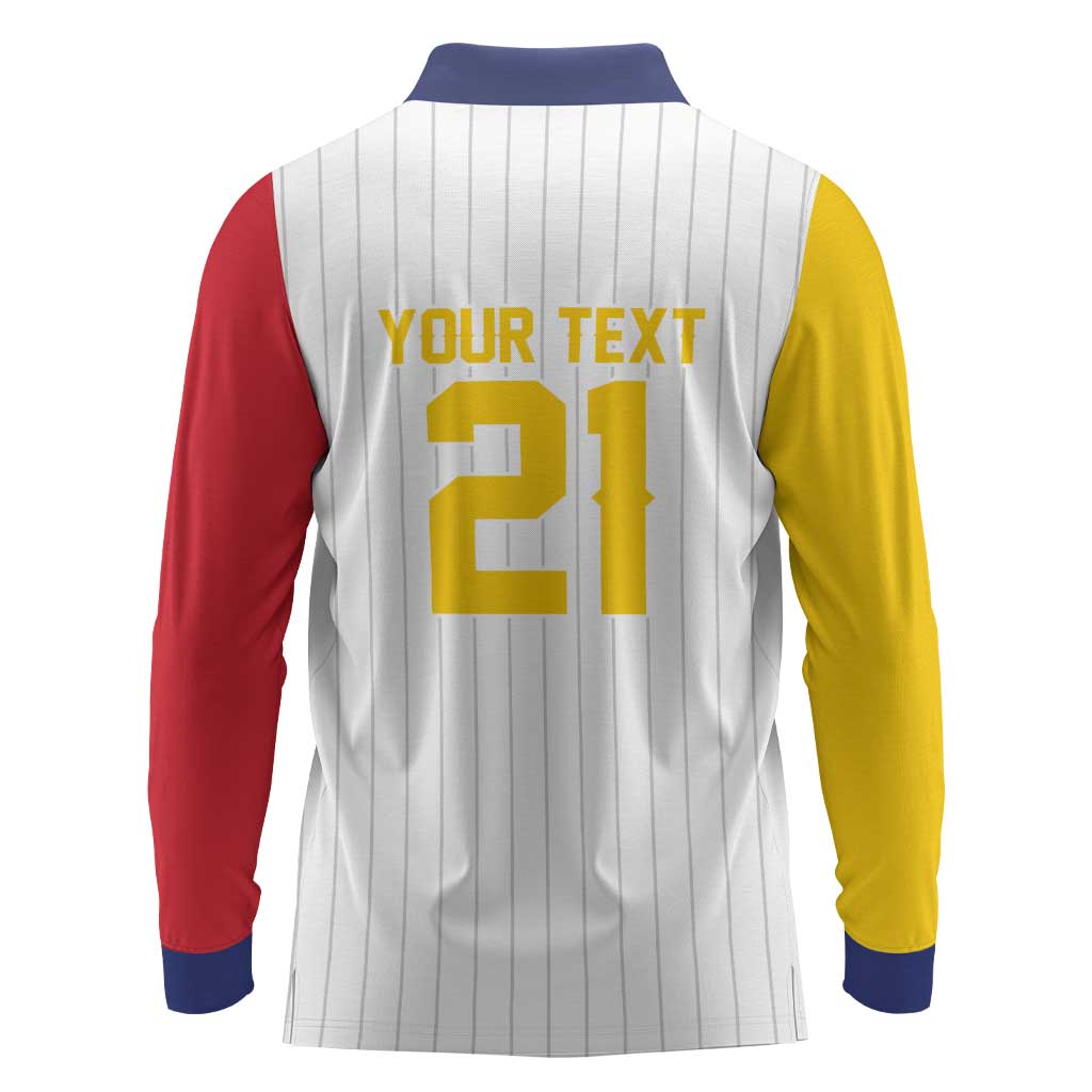 Custom Dripping Baseball Venezuela Long Sleeve Polo Shirt