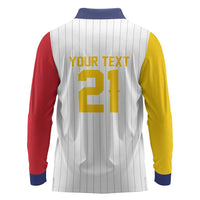 Custom Dripping Baseball Venezuela Long Sleeve Polo Shirt