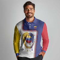 Custom Dripping Baseball Venezuela Long Sleeve Polo Shirt