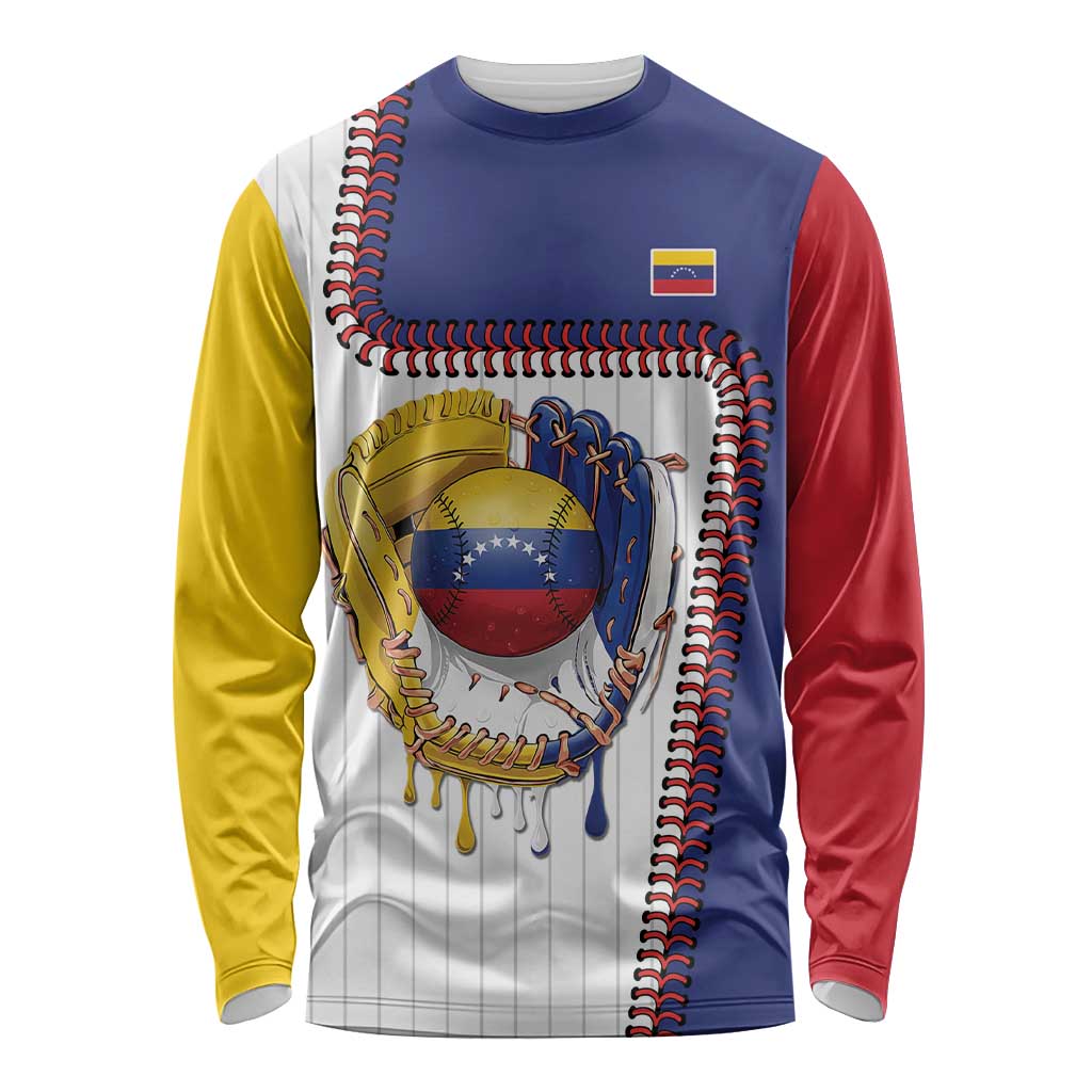 Custom Dripping Baseball Venezuela Long Sleeve Shirt