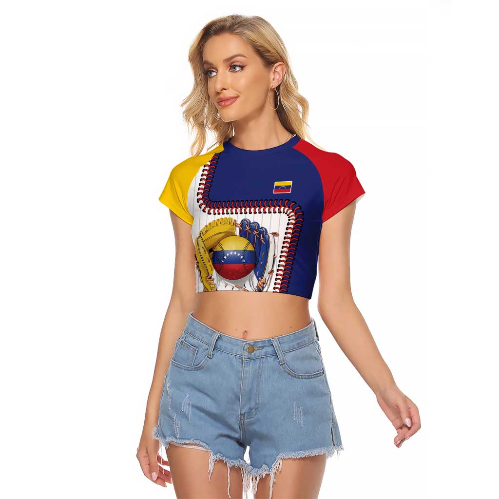 Custom Dripping Baseball Venezuela Raglan Cropped T Shirt