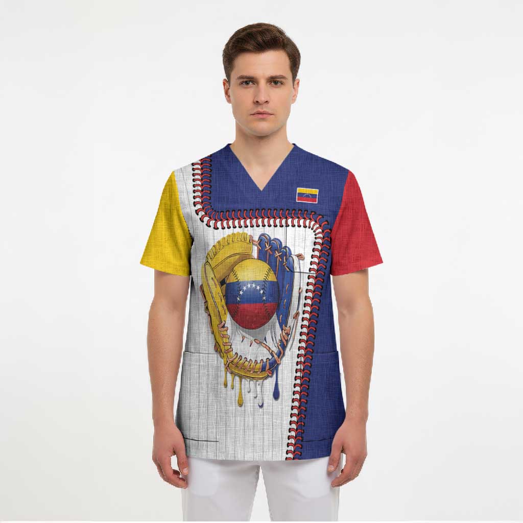 Custom Dripping Baseball Venezuela Scrub Top