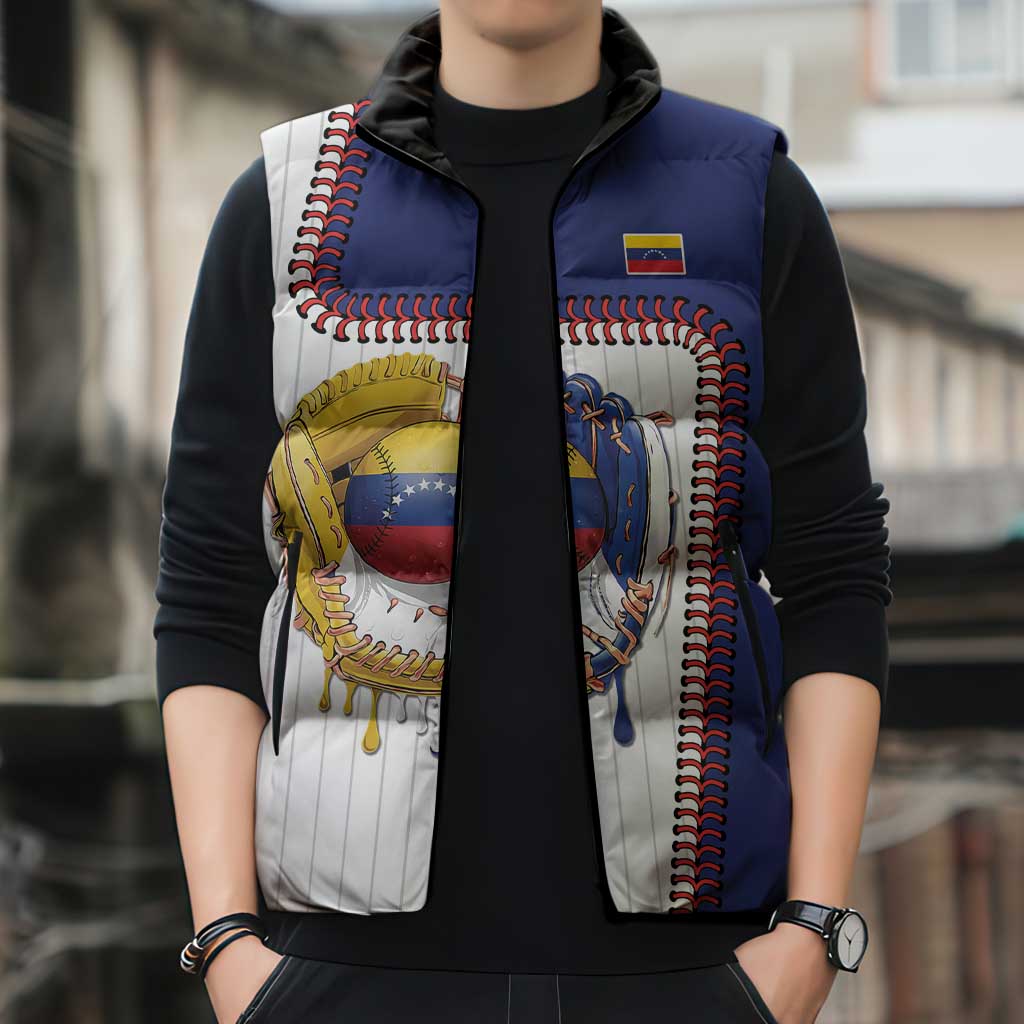Custom Dripping Baseball Venezuela Sleeveless Puffer Jacket