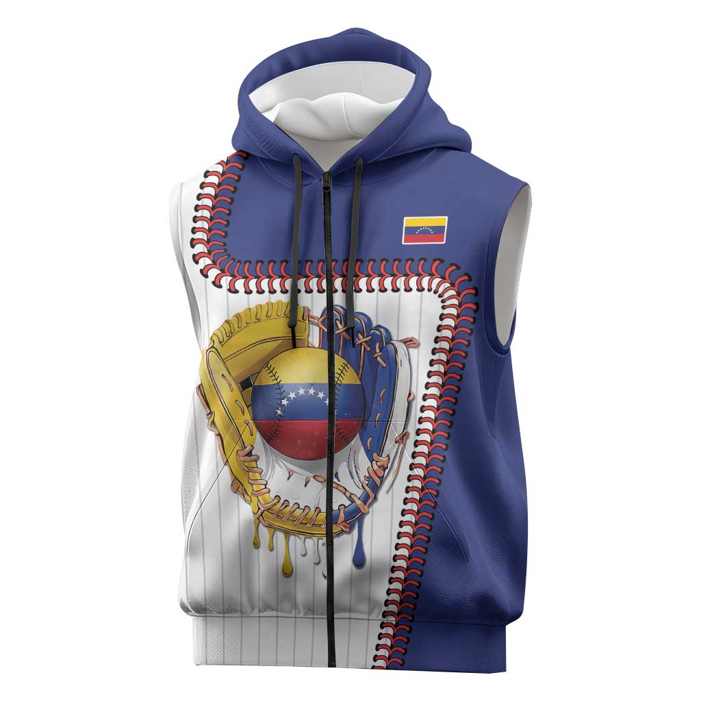 Custom Dripping Baseball Venezuela Sleeveless Zip Hoodie