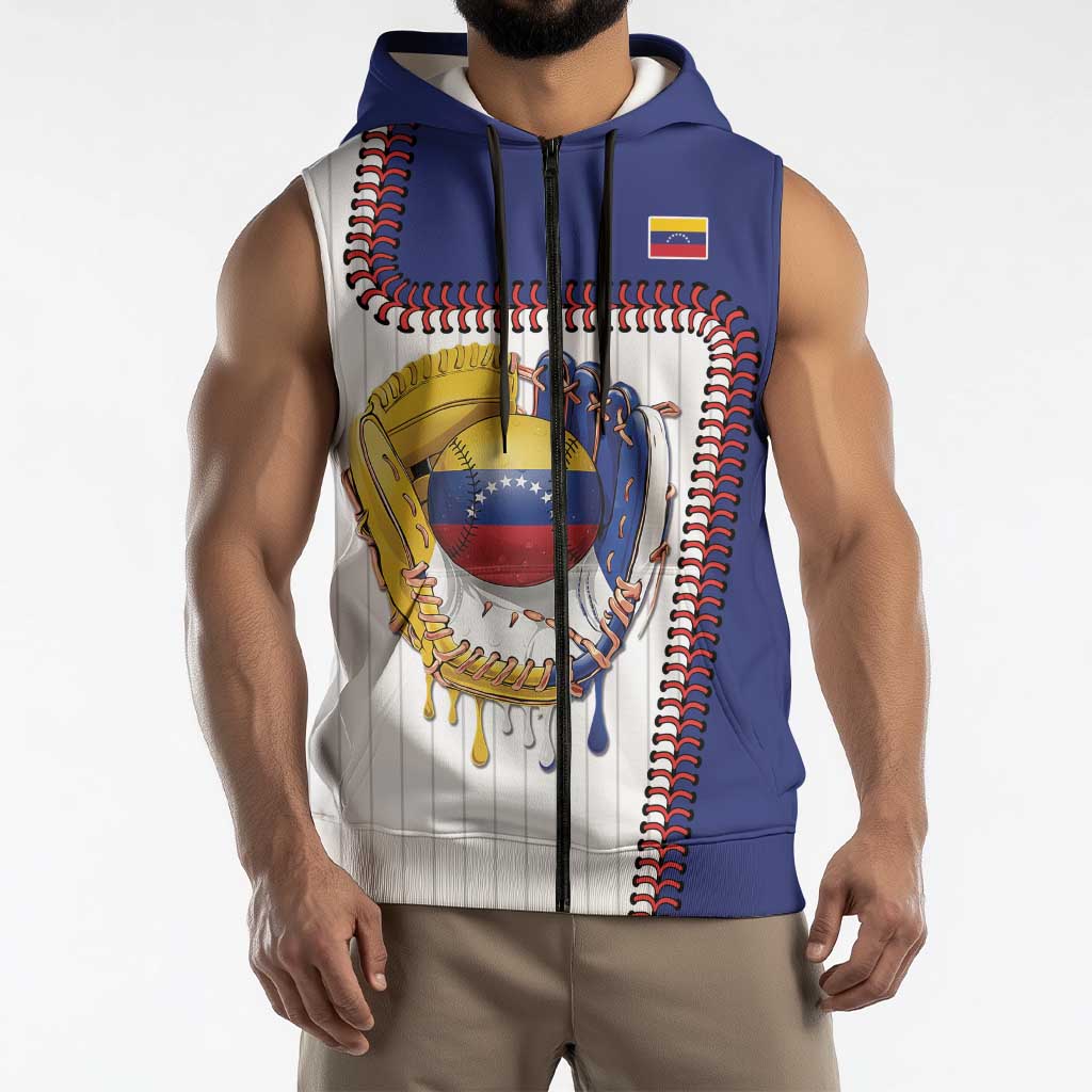 Custom Dripping Baseball Venezuela Sleeveless Zip Hoodie