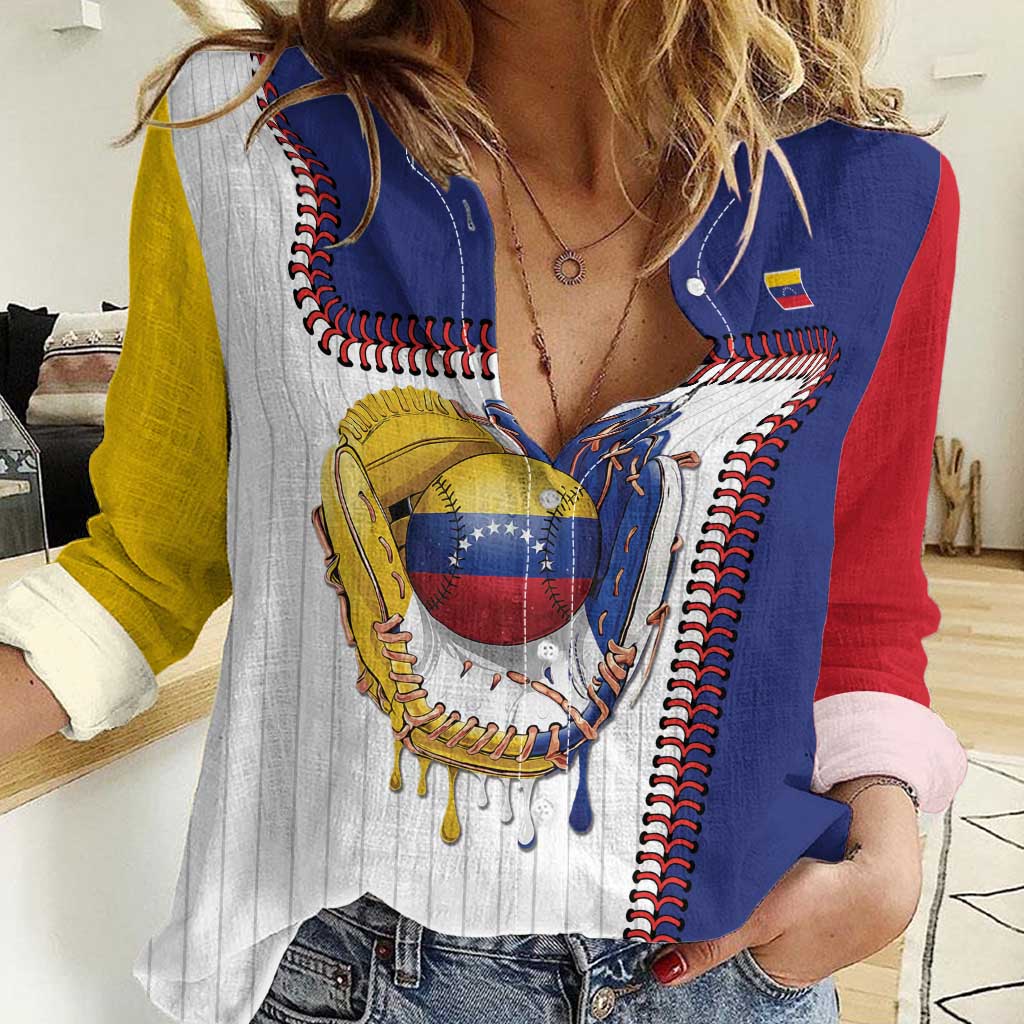 Custom Dripping Baseball Venezuela Women Casual Shirt