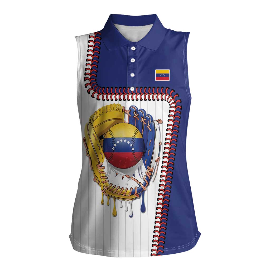 Custom Dripping Baseball Venezuela Women Sleeveless Polo Shirt