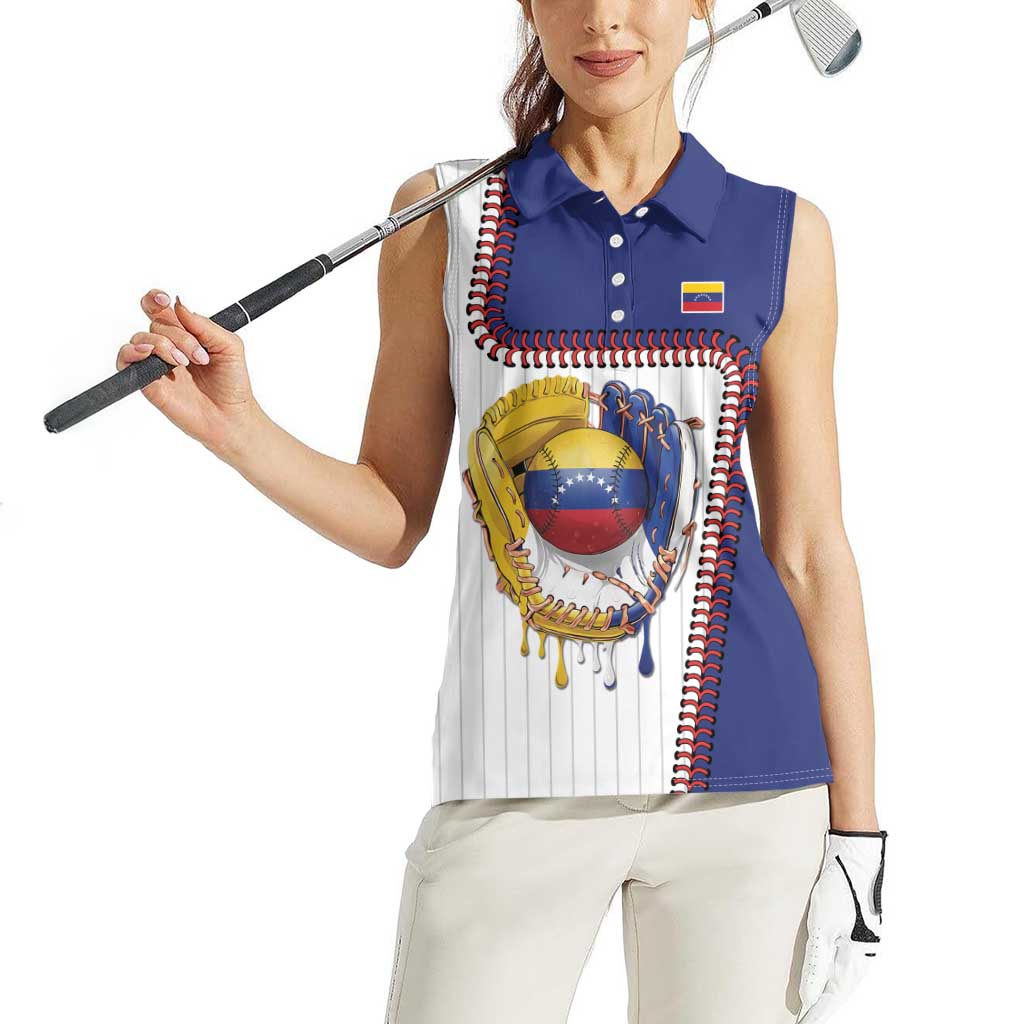 Custom Dripping Baseball Venezuela Women Sleeveless Polo Shirt
