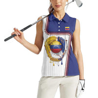 Custom Dripping Baseball Venezuela Women Sleeveless Polo Shirt