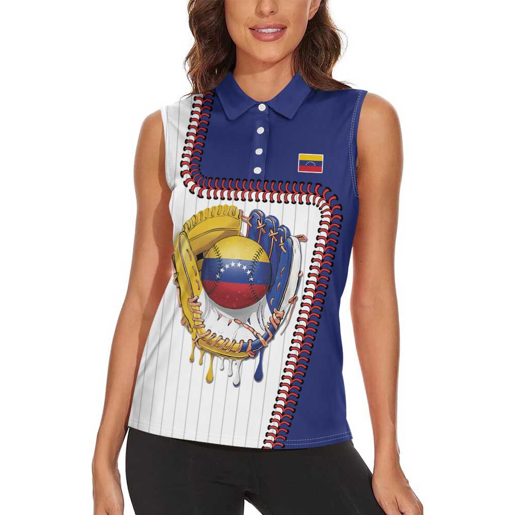 Custom Dripping Baseball Venezuela Women Sleeveless Polo Shirt
