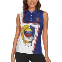 Custom Dripping Baseball Venezuela Women Sleeveless Polo Shirt