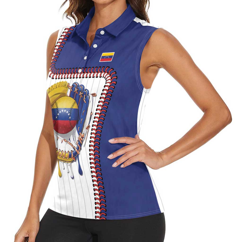 Custom Dripping Baseball Venezuela Women Sleeveless Polo Shirt