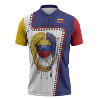 Custom Dripping Baseball Venezuela Zipper Polo Shirt
