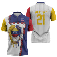 Custom Dripping Baseball Venezuela Zipper Polo Shirt