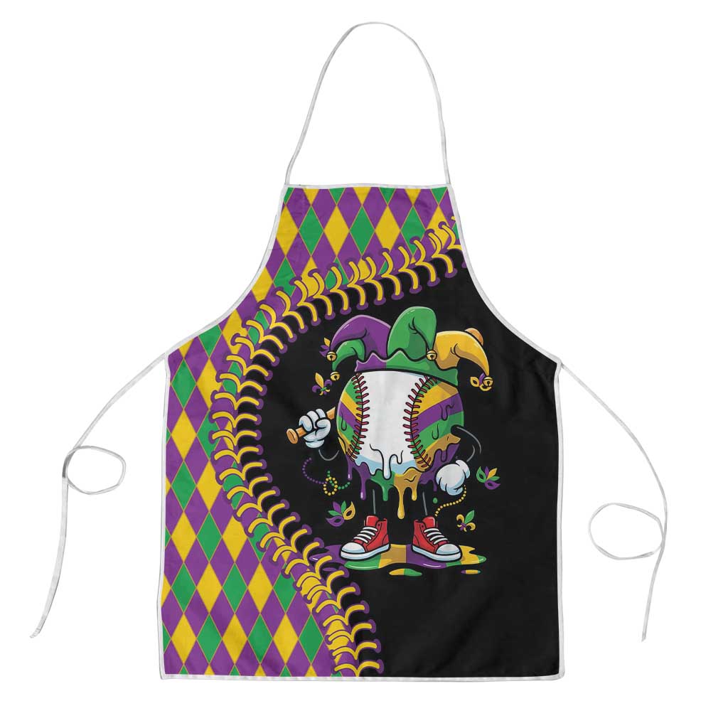 Dripping Baseball Mardi Gras Apron Throw me Something Mister!