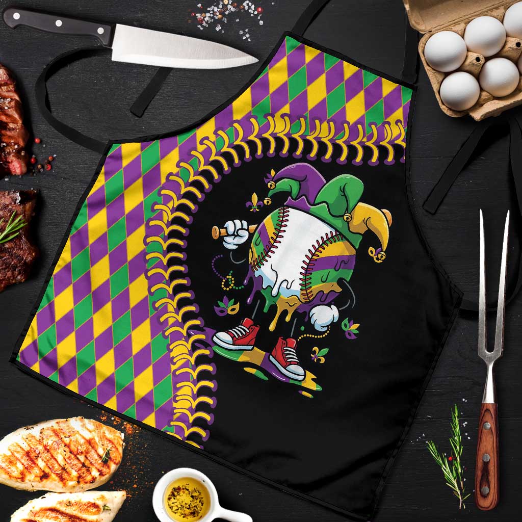 Dripping Baseball Mardi Gras Apron Throw me Something Mister!