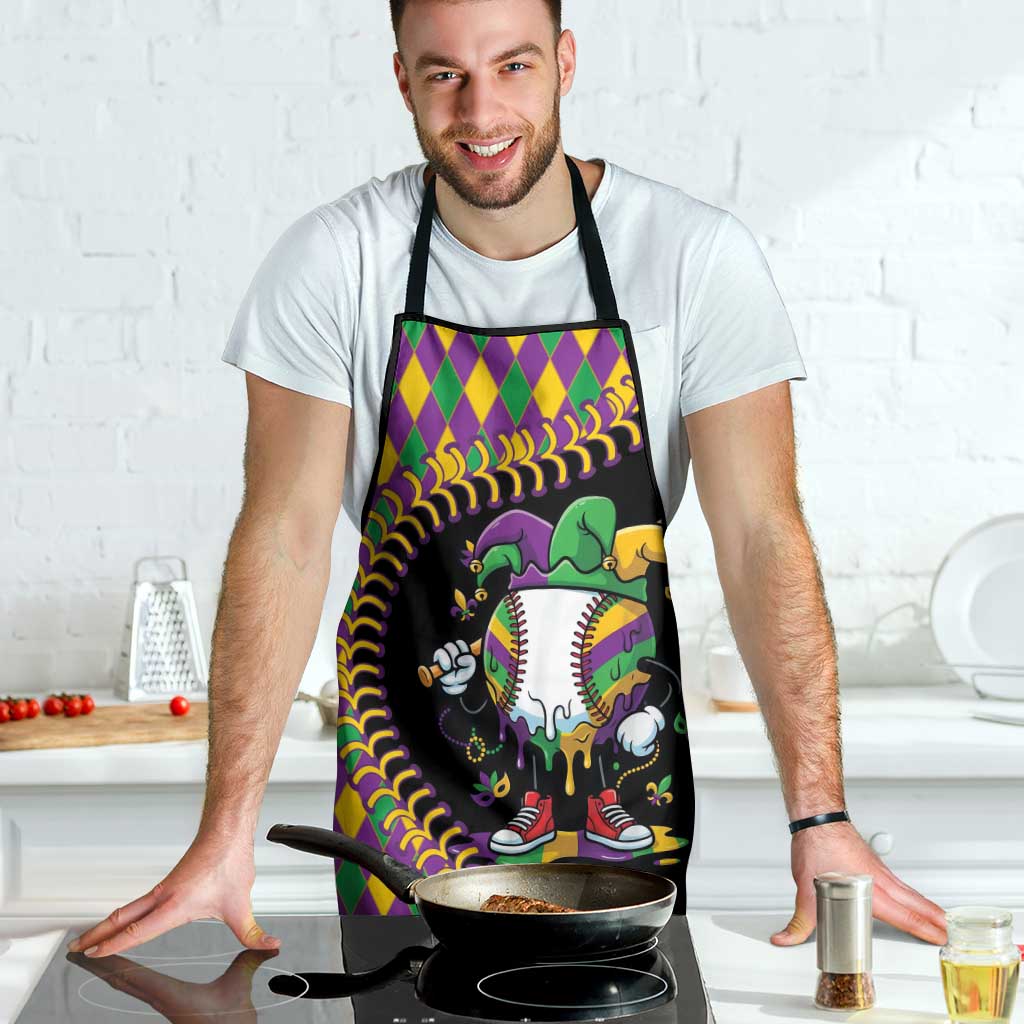 Dripping Baseball Mardi Gras Apron Throw me Something Mister!