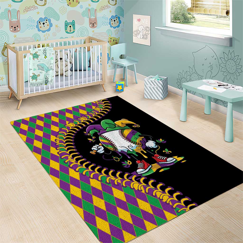 Dripping Baseball Mardi Gras Area Rug Throw me Something Mister!