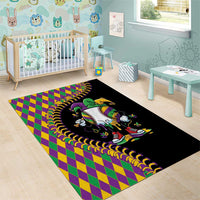 Dripping Baseball Mardi Gras Area Rug Throw me Something Mister!