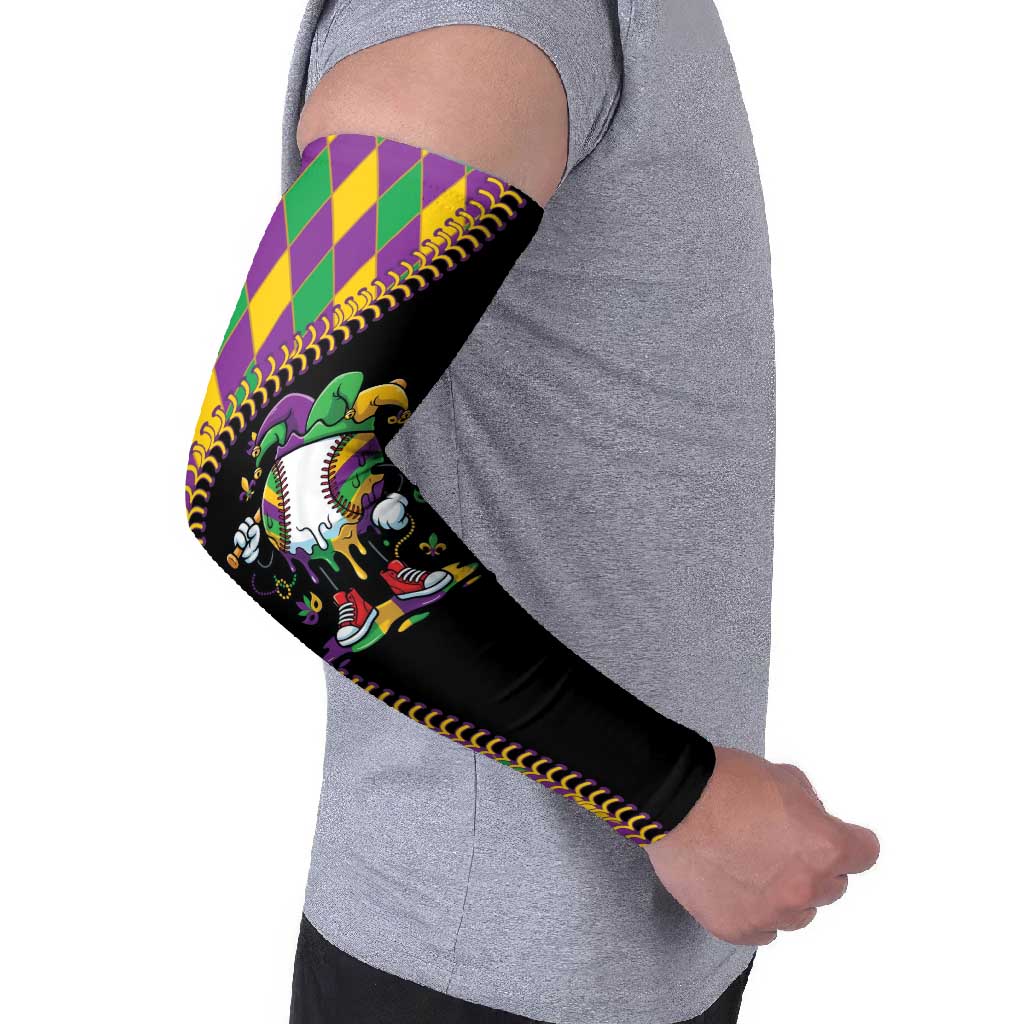 Dripping Baseball Mardi Gras Arm Sleeves Throw me Something Mister!