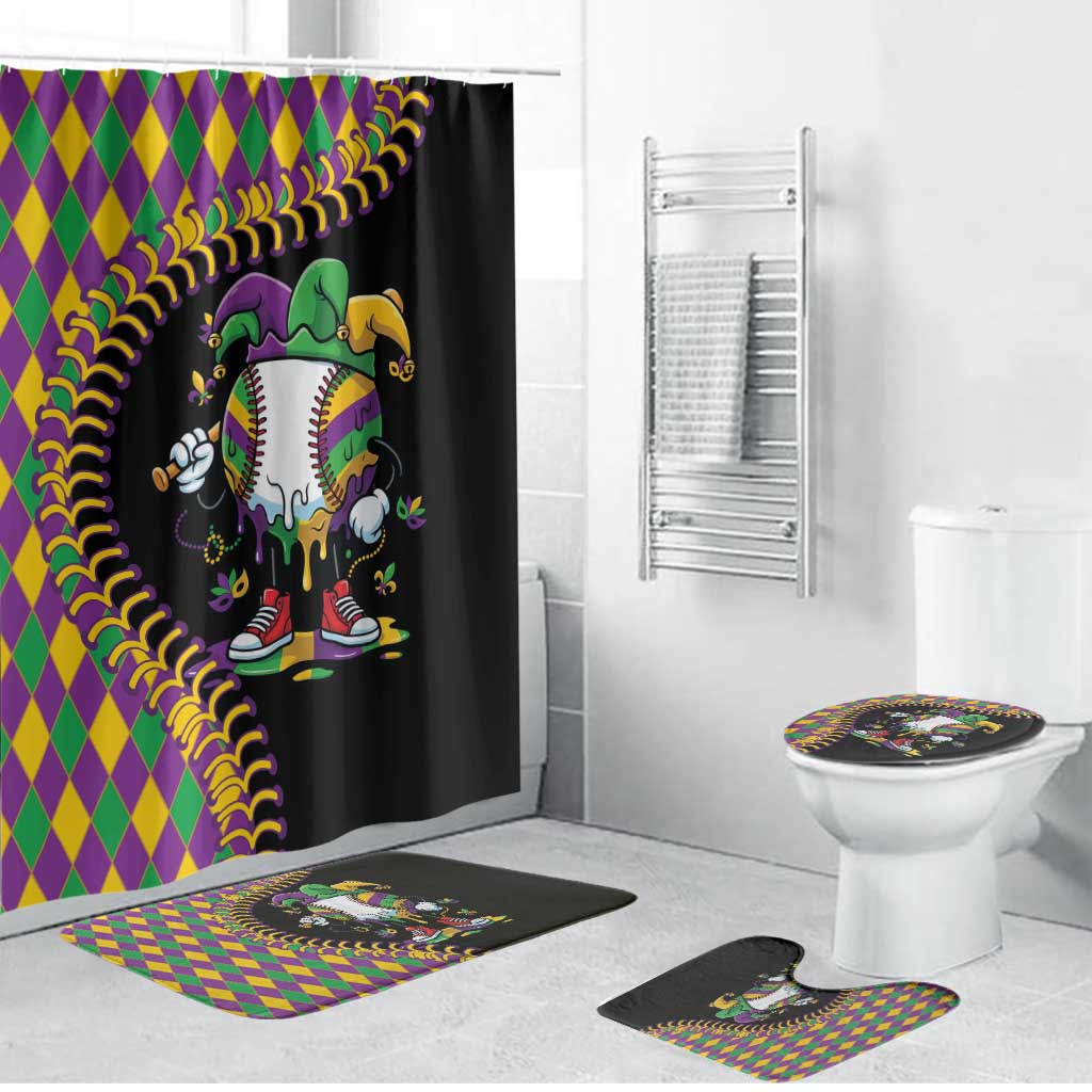 Dripping Baseball Mardi Gras Bathroom Set Throw me Something Mister!