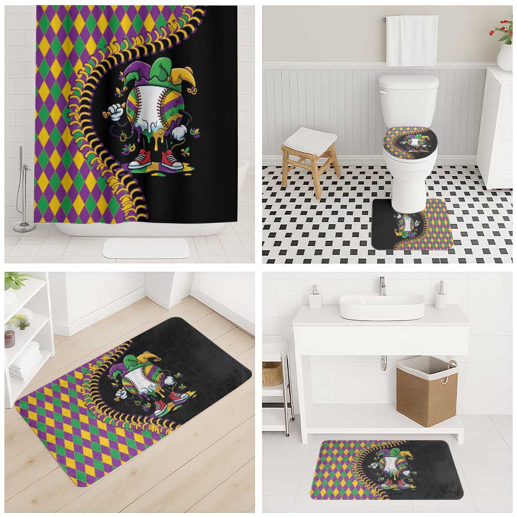 Dripping Baseball Mardi Gras Bathroom Set Throw me Something Mister!