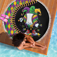 Dripping Baseball Mardi Gras Beach Blanket Throw me Something Mister!