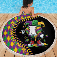 Dripping Baseball Mardi Gras Beach Blanket Throw me Something Mister!