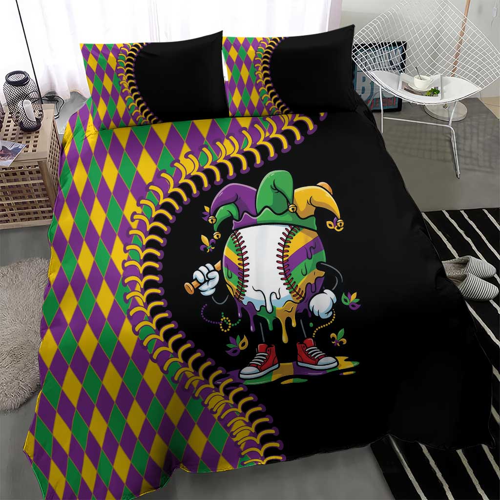 Dripping Baseball Mardi Gras Bedding Set Throw me Something Mister!