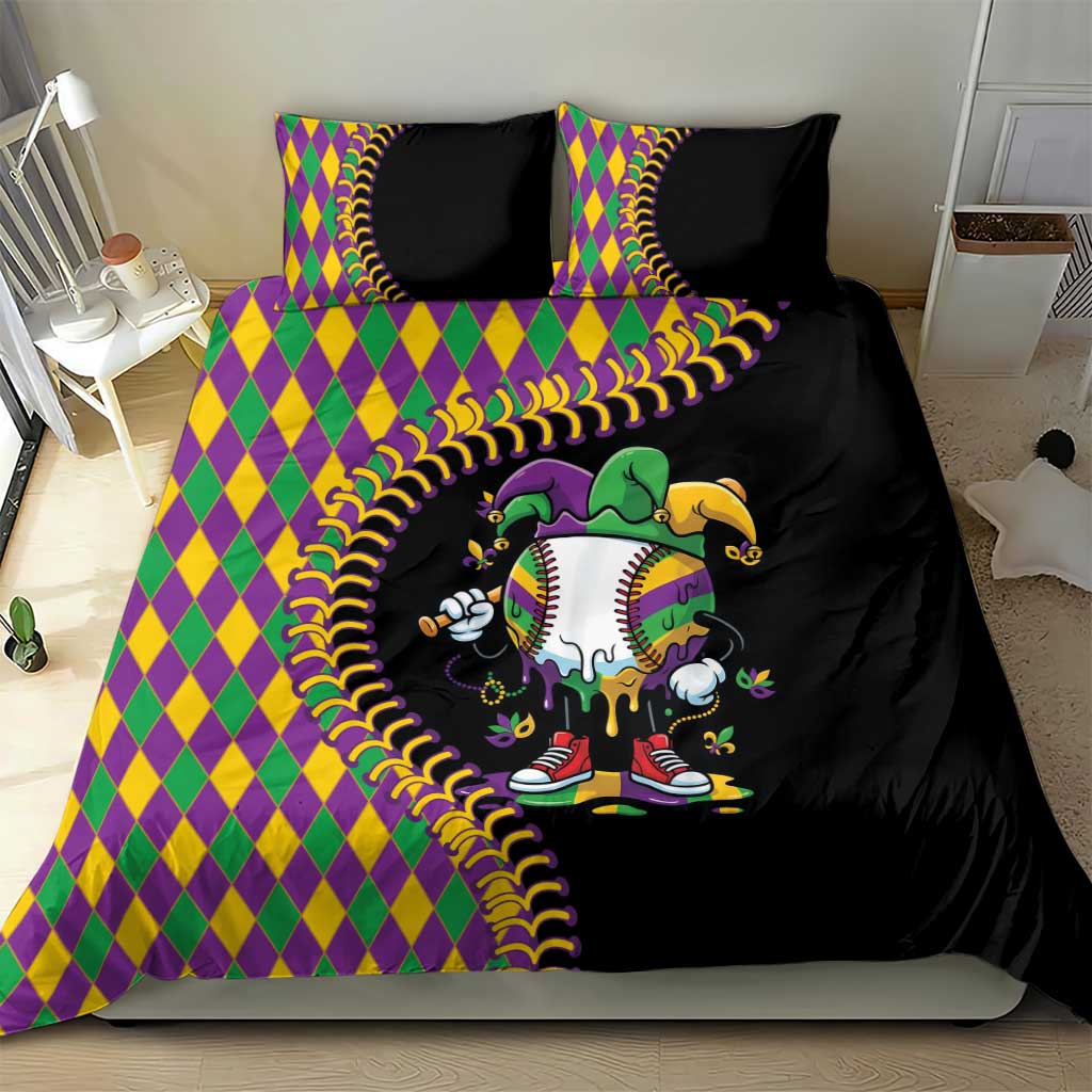 Dripping Baseball Mardi Gras Bedding Set Throw me Something Mister!