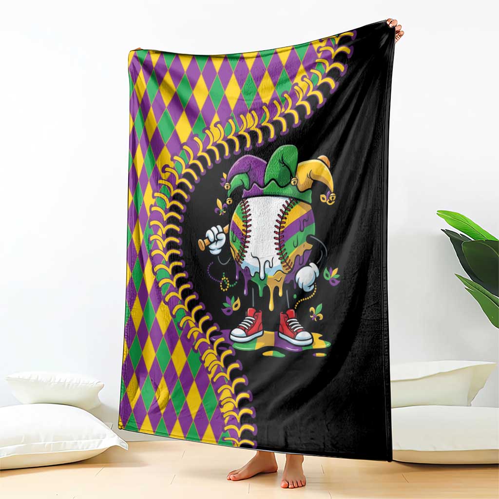 Dripping Baseball Mardi Gras Blanket Throw me Something Mister!