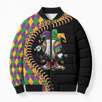 Dripping Baseball Mardi Gras Bomber Puffer Jacket Throw me Something Mister!