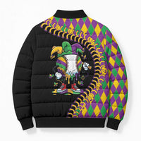 Dripping Baseball Mardi Gras Bomber Puffer Jacket Throw me Something Mister!