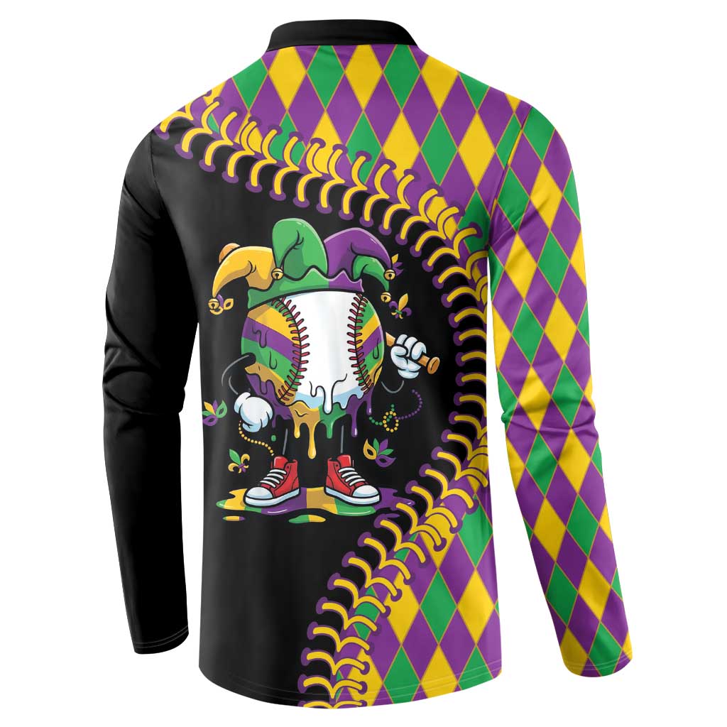 Dripping Baseball Mardi Gras Button Sweatshirt Throw me Something Mister!