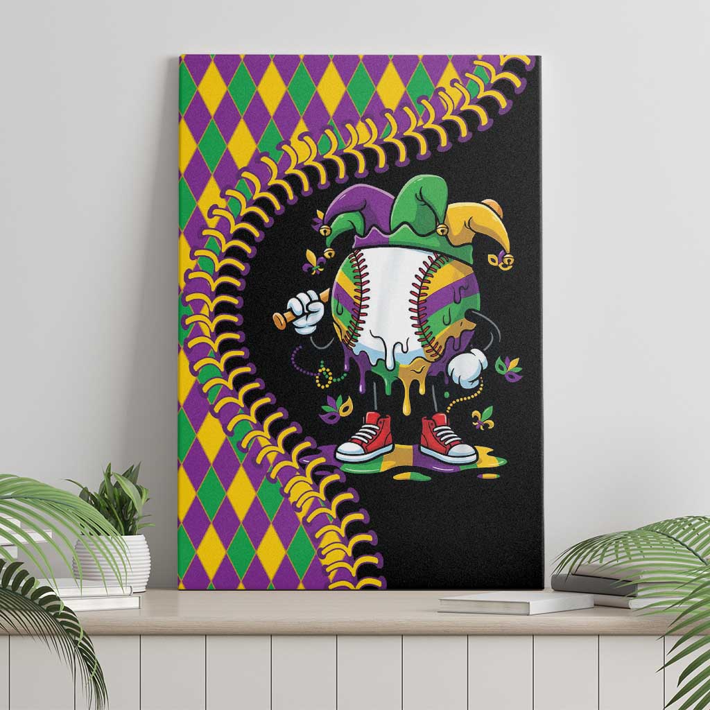 Dripping Baseball Mardi Gras Canvas Wall Art Throw me Something Mister!