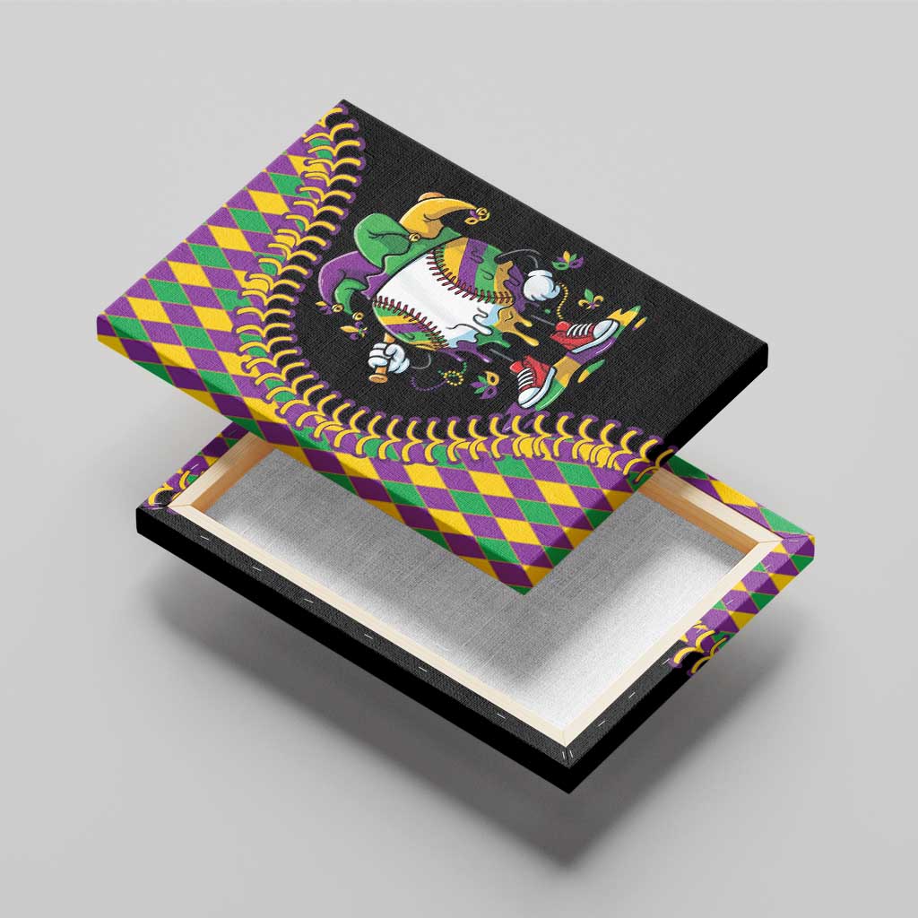 Dripping Baseball Mardi Gras Canvas Wall Art Throw me Something Mister!