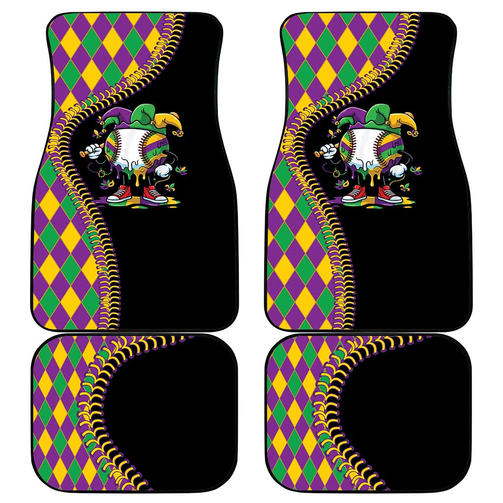 Dripping Baseball Mardi Gras Car Mats Throw me Something Mister!