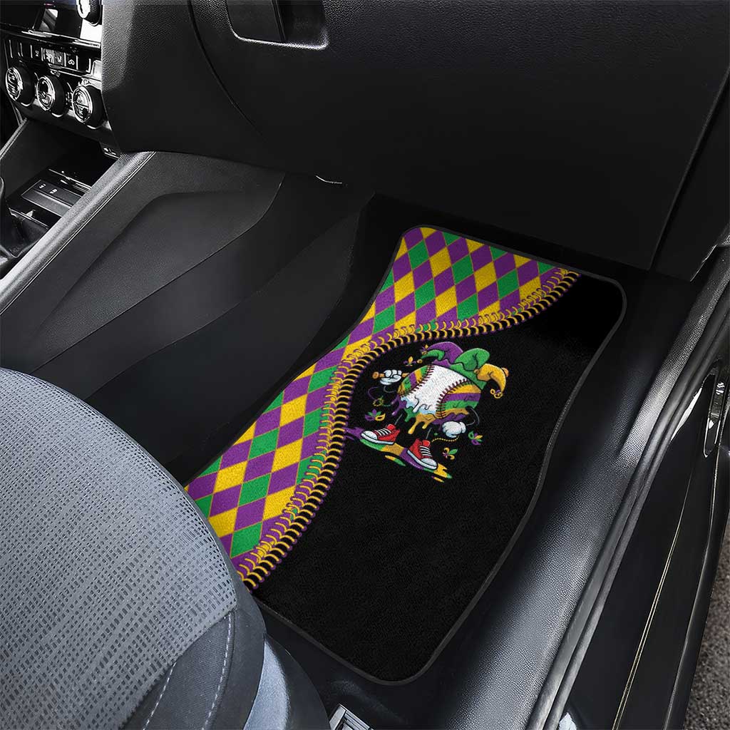 Dripping Baseball Mardi Gras Car Mats Throw me Something Mister!